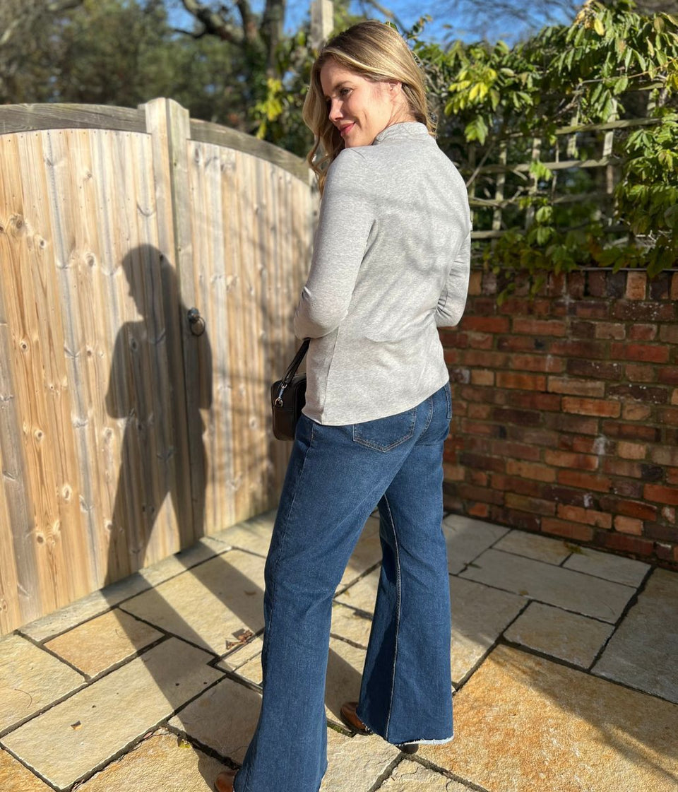 Ex Seasalt Grey Landing Plain Roll Neck Top