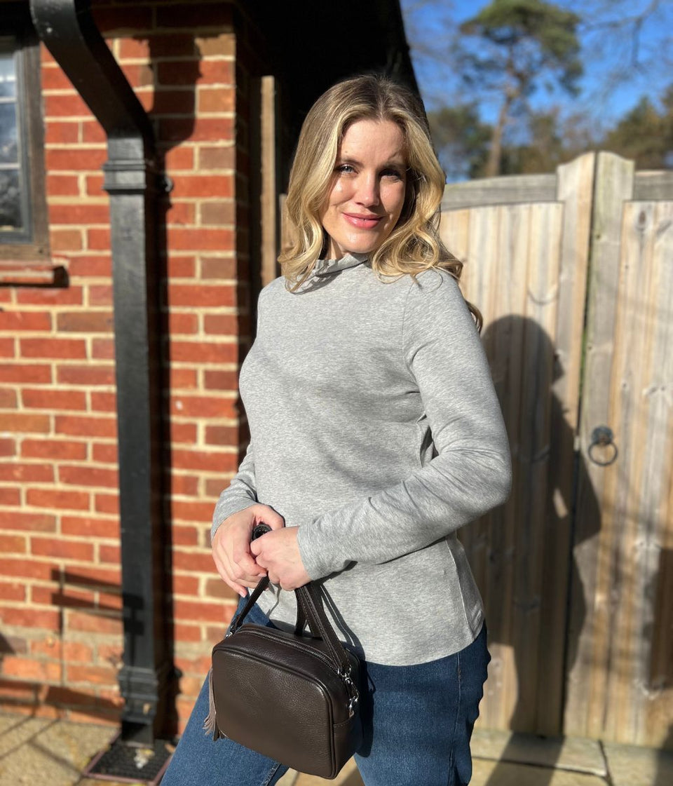 Ex Seasalt Grey Landing Plain Roll Neck Top