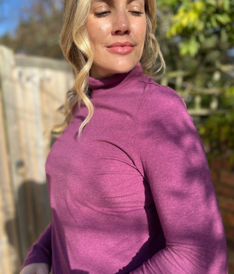 Ex Seasalt Plum Landing Plain Roll Neck Top