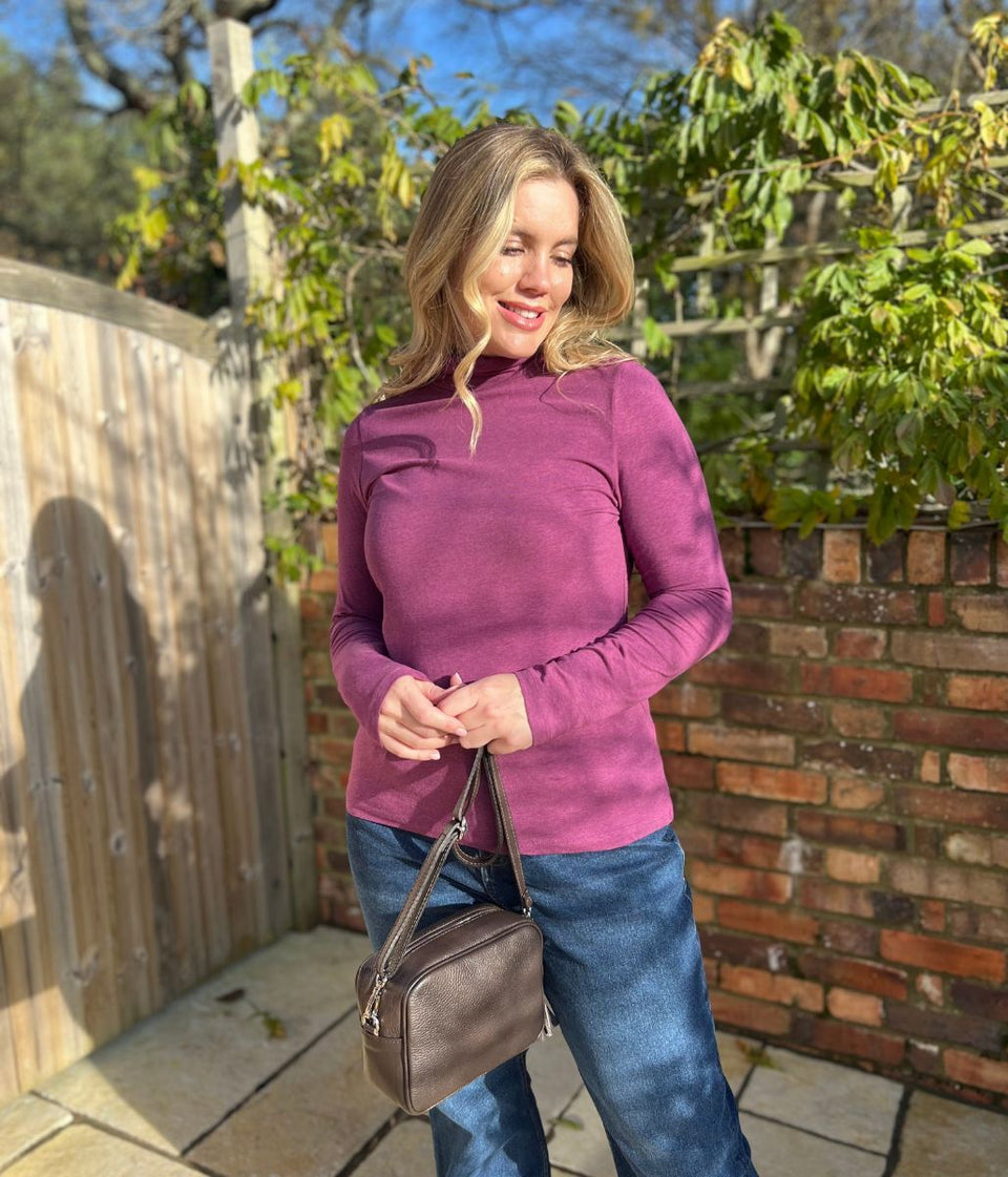 Ex Seasalt Plum Landing Plain Roll Neck Top