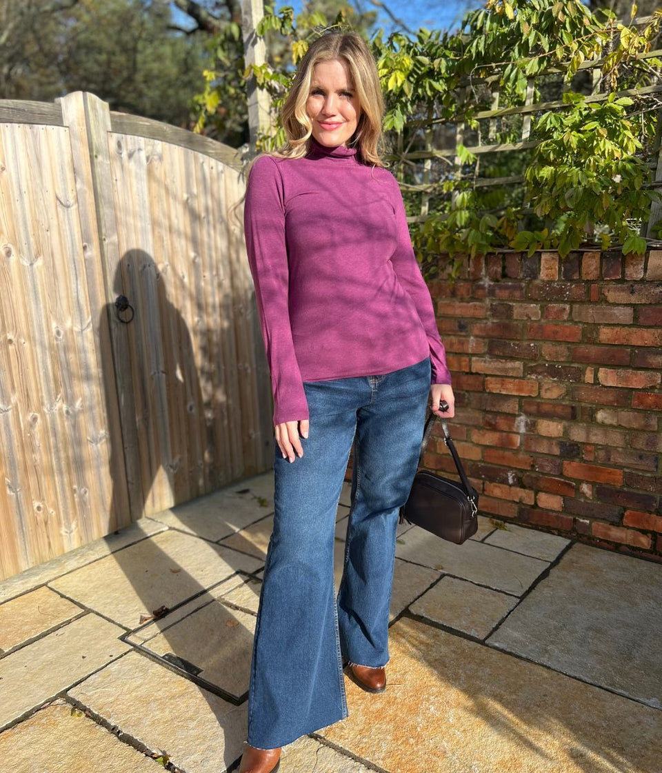 Ex Seasalt Plum Landing Plain Roll Neck Top
