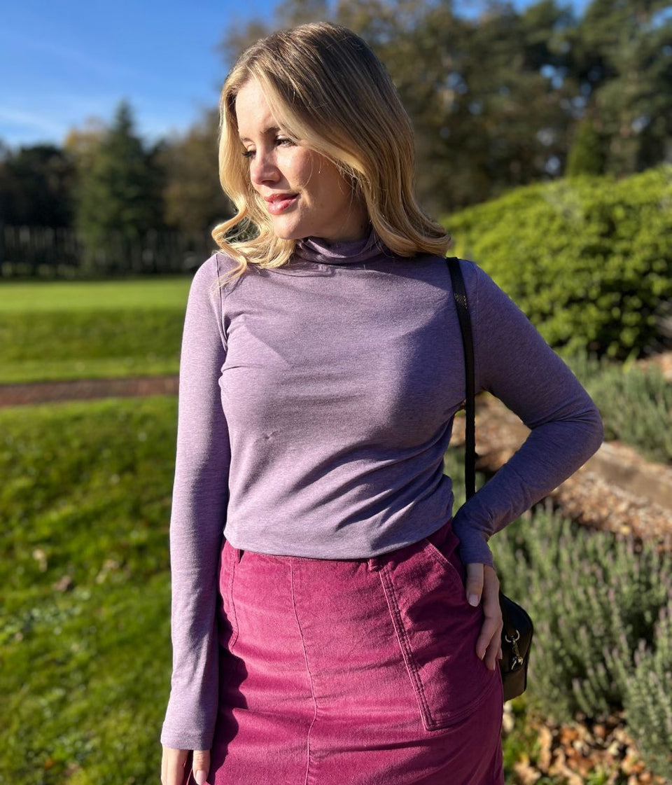 Ex Seasalt Mauve Landing Plain Roll Neck Top