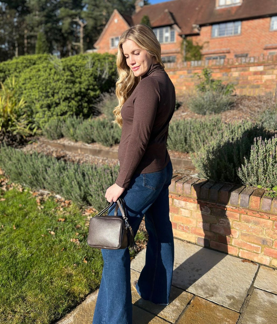 Ex Seasalt Brown Landing Plain Roll Neck Top