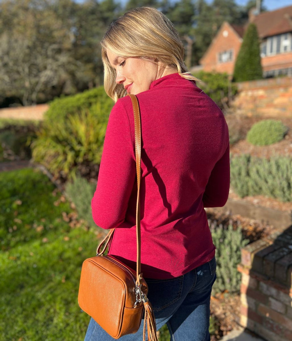 Ex Seasalt Berry Landing Plain Roll Neck Top