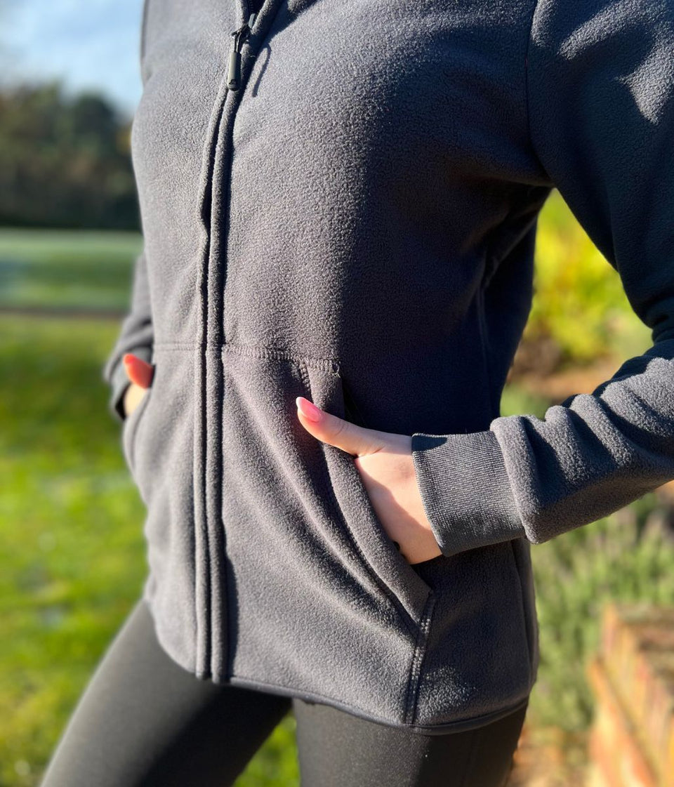 Carbon Grey Full Zip Fleece Top