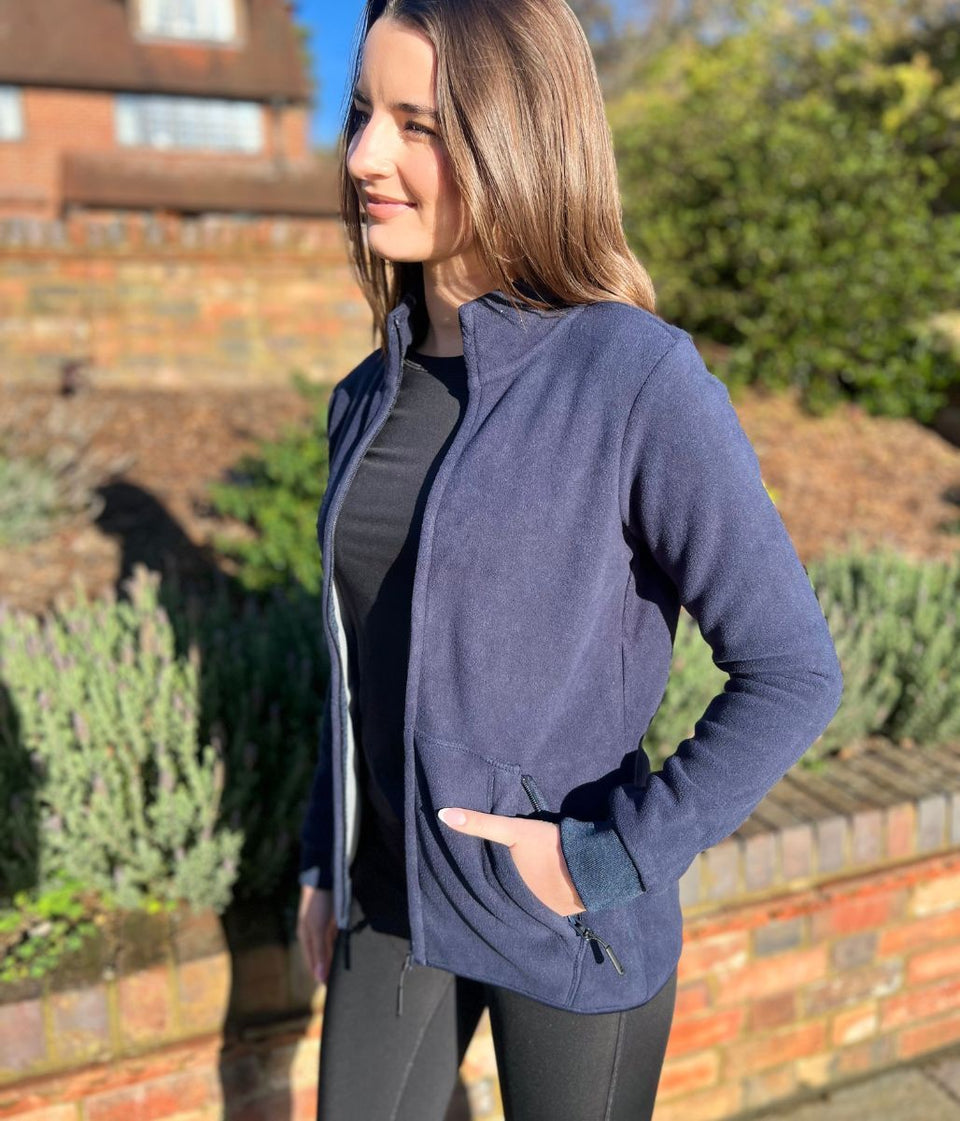 Navy Full Zip Fleece Top
