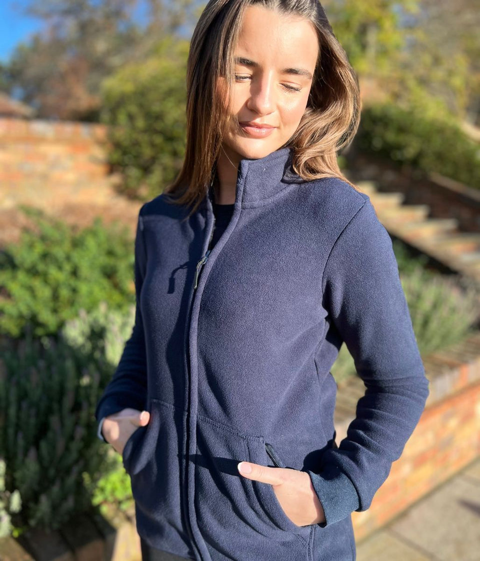 Navy Full Zip Fleece Top