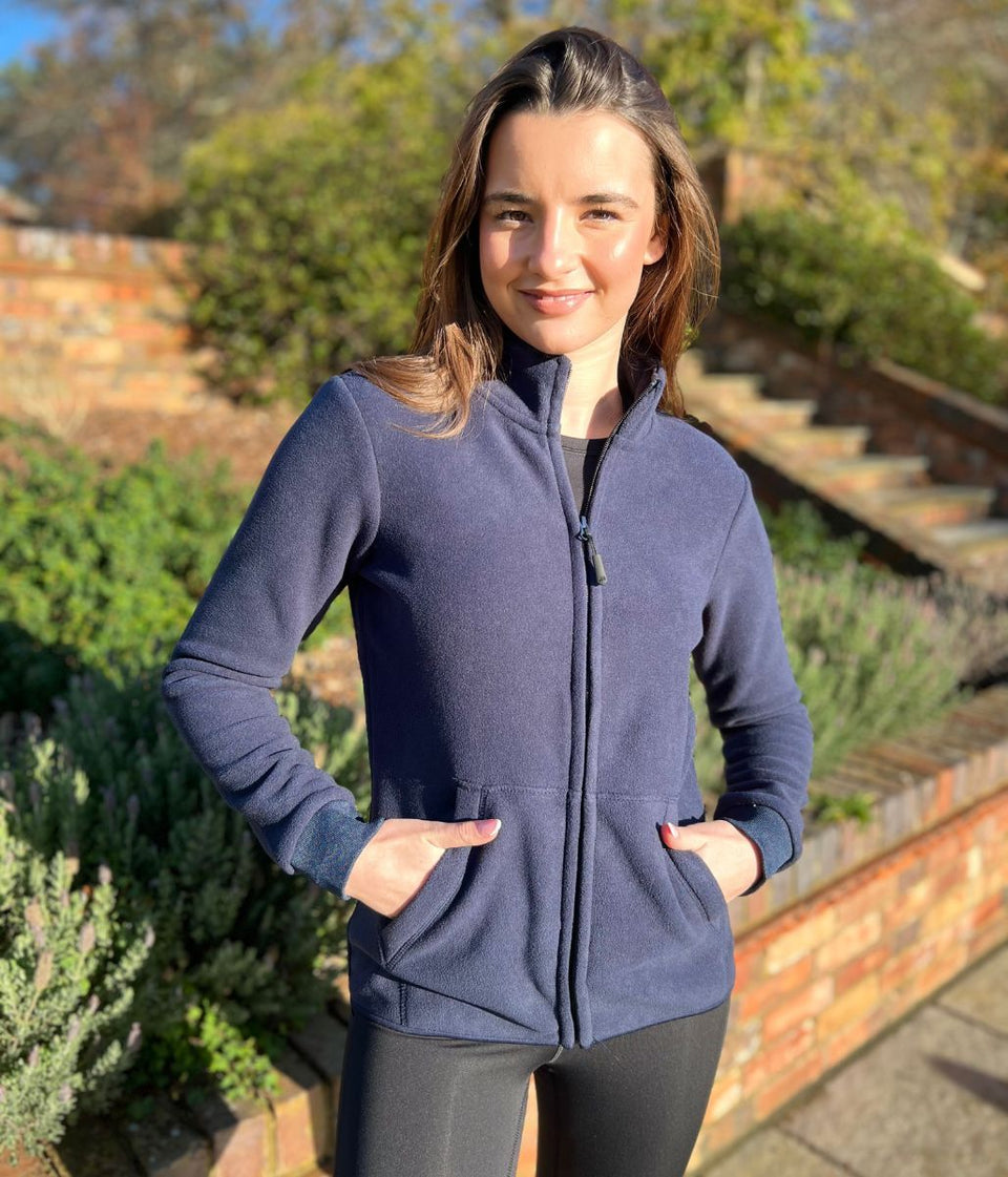 Navy Full Zip Fleece Top