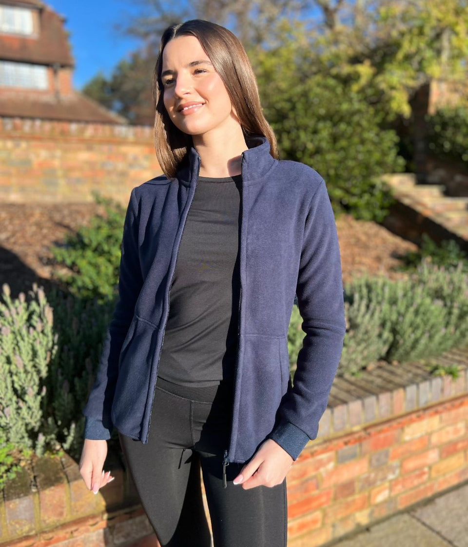 Navy Full Zip Fleece Top