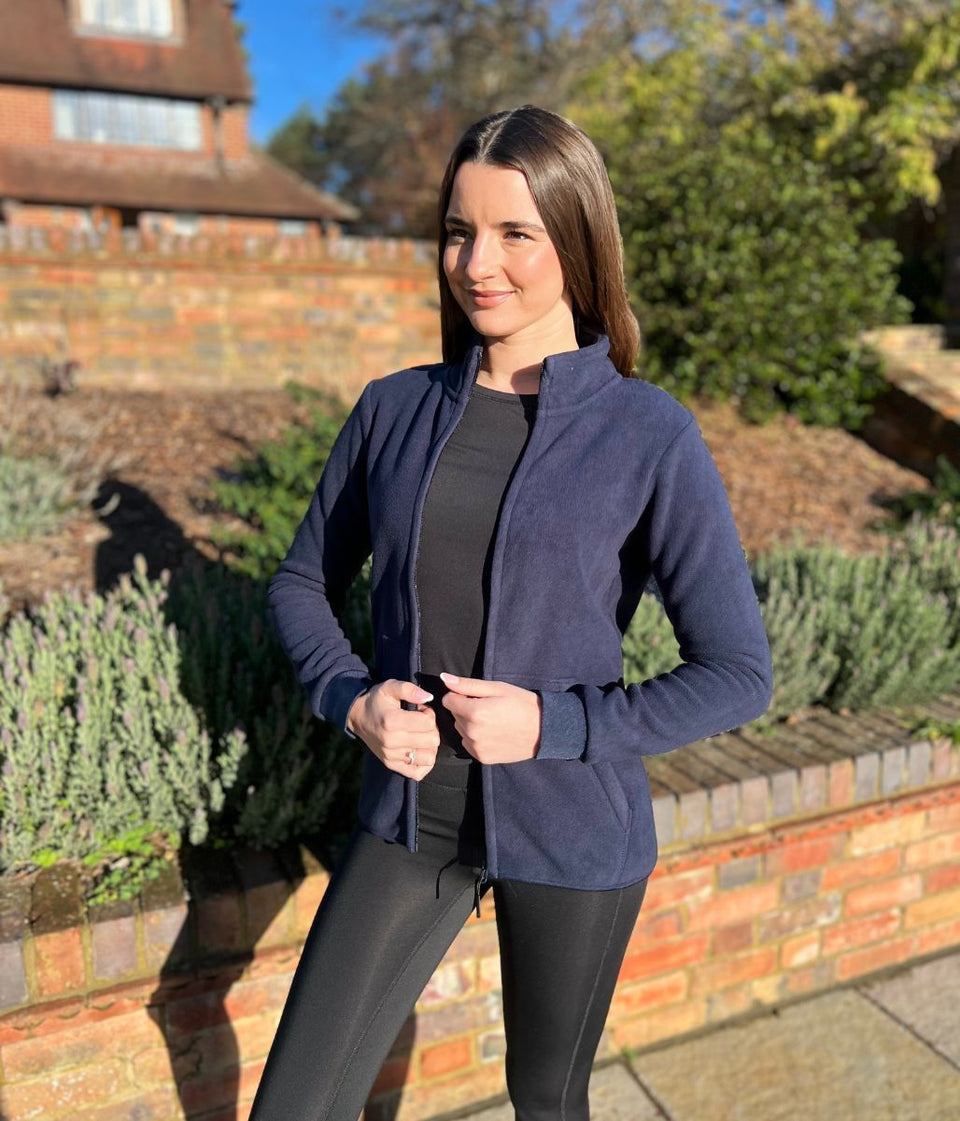 Navy Full Zip Fleece Top