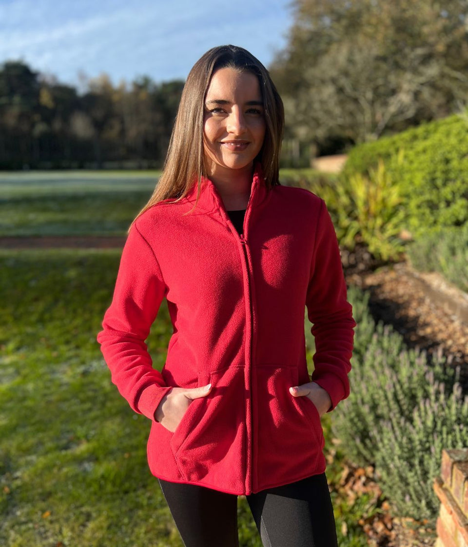 Red Full Zip Fleece Top
