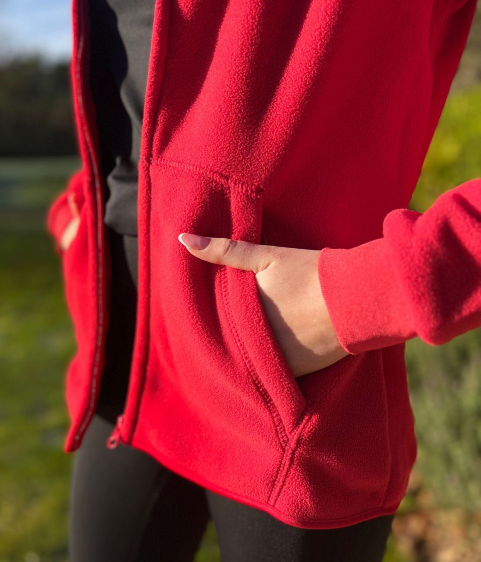 Red Full Zip Fleece Top