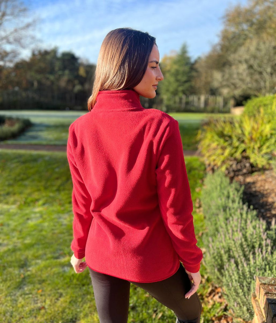 Red Full Zip Fleece Top