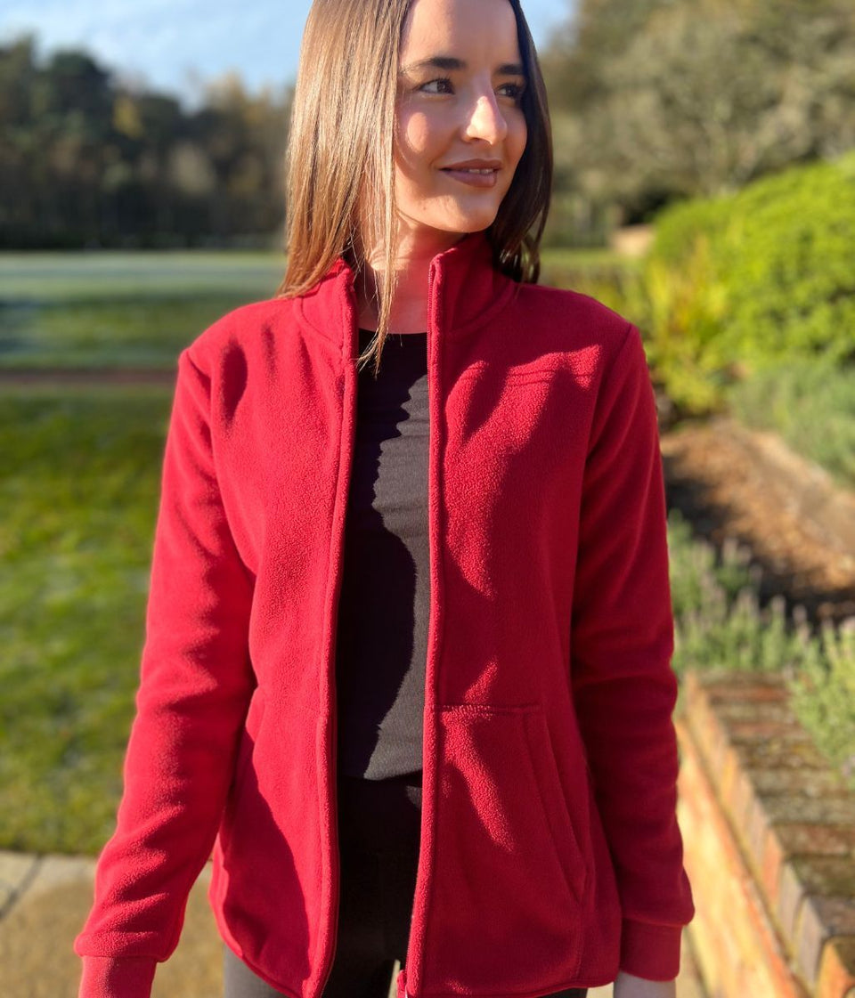 Red Full Zip Fleece Top