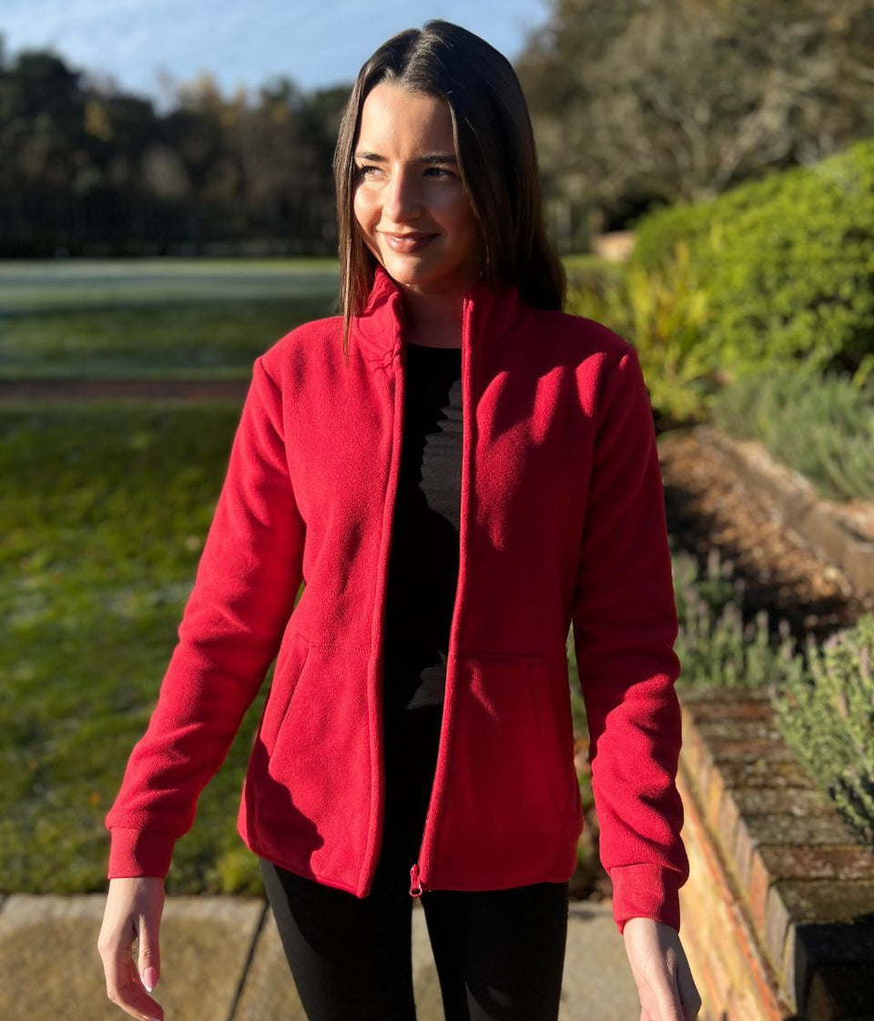 Red Full Zip Fleece Top