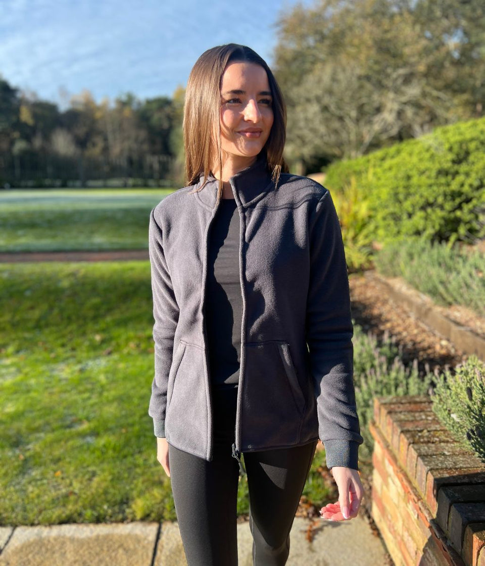 Black Full Zip Fleece Top