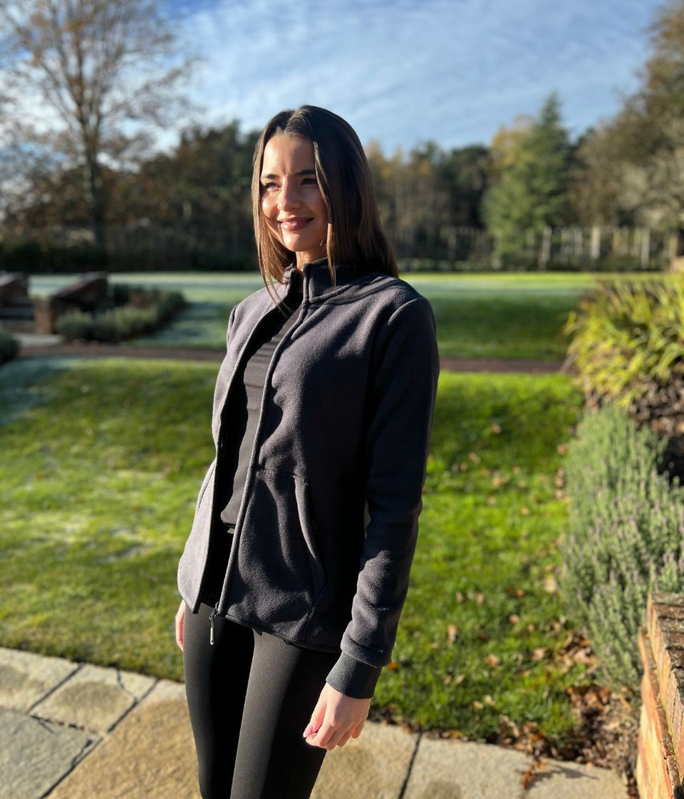 Black Full Zip Fleece Top