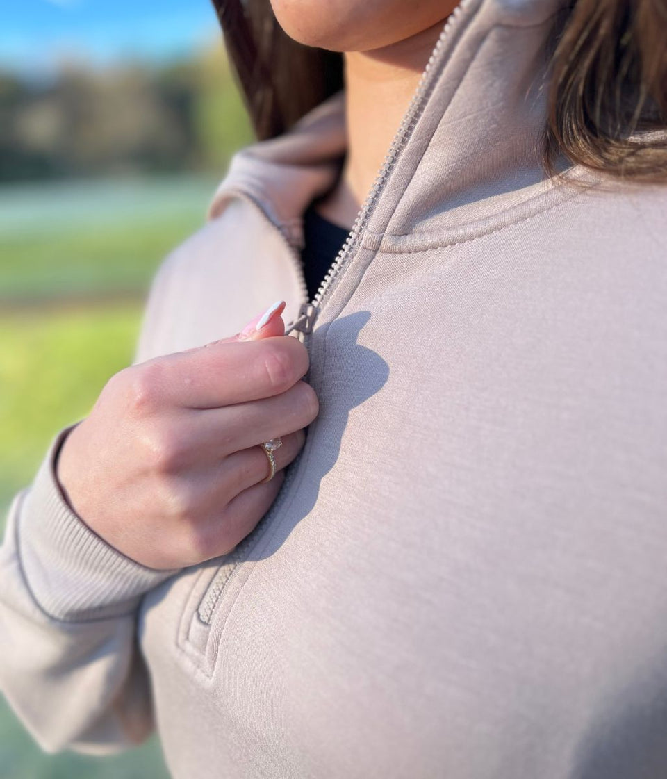 Taupe 1/2 Zip Sweatshirt