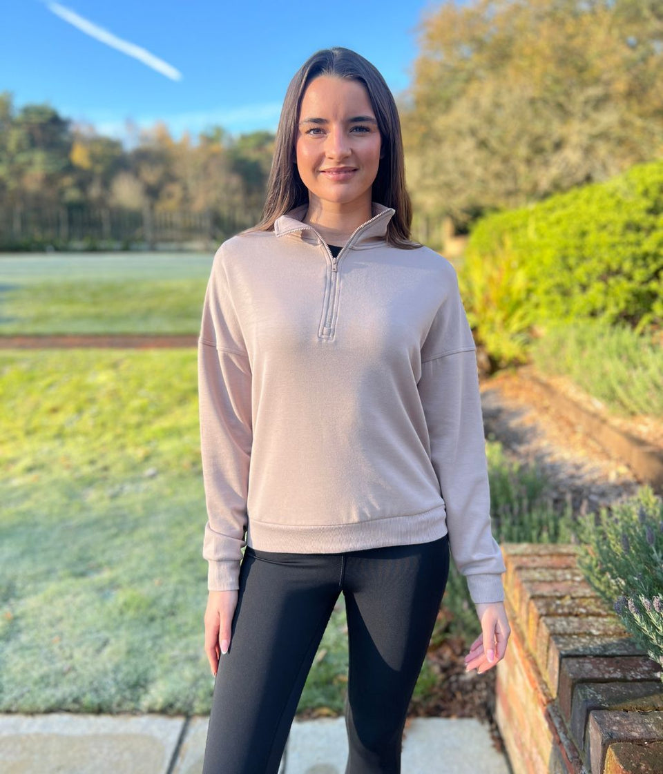 Taupe 1/2 Zip Sweatshirt