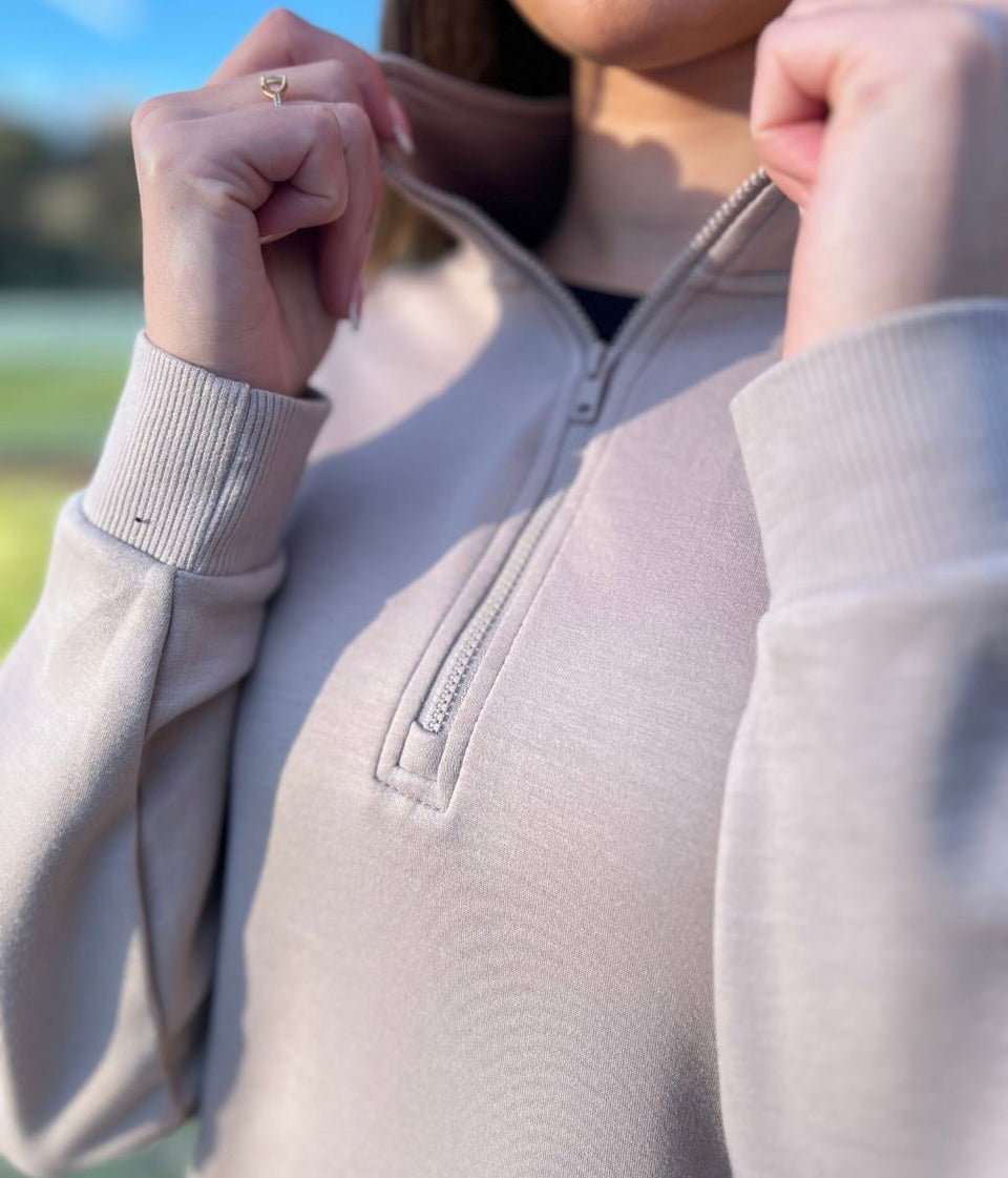 Taupe 1/2 Zip Sweatshirt