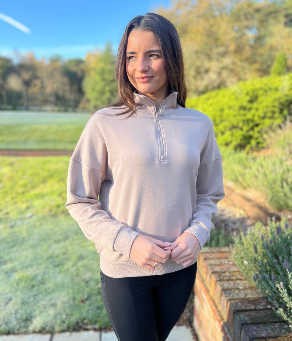 Taupe 1/2 Zip Sweatshirt