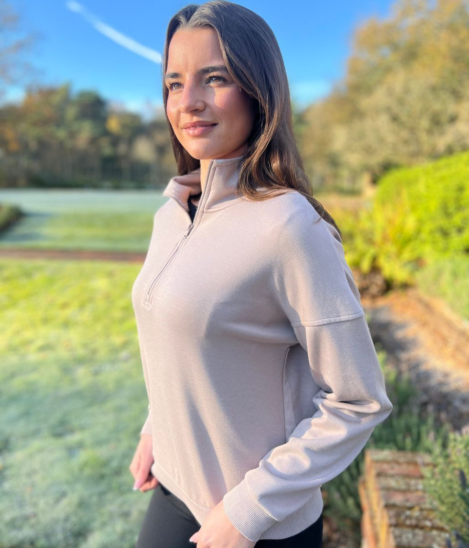 Taupe 1/2 Zip Sweatshirt