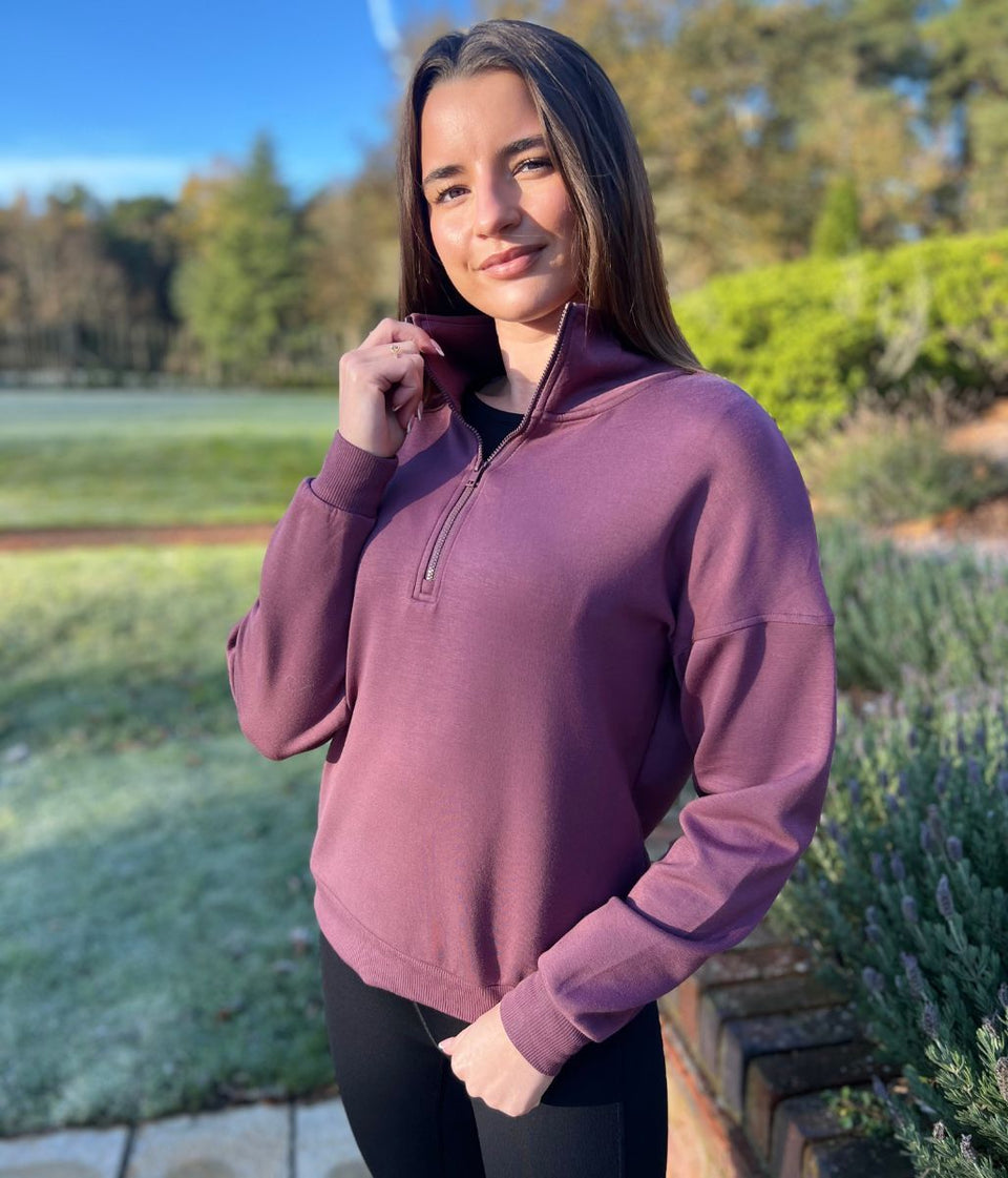 Plum 1/2 Zip Sweatshirt