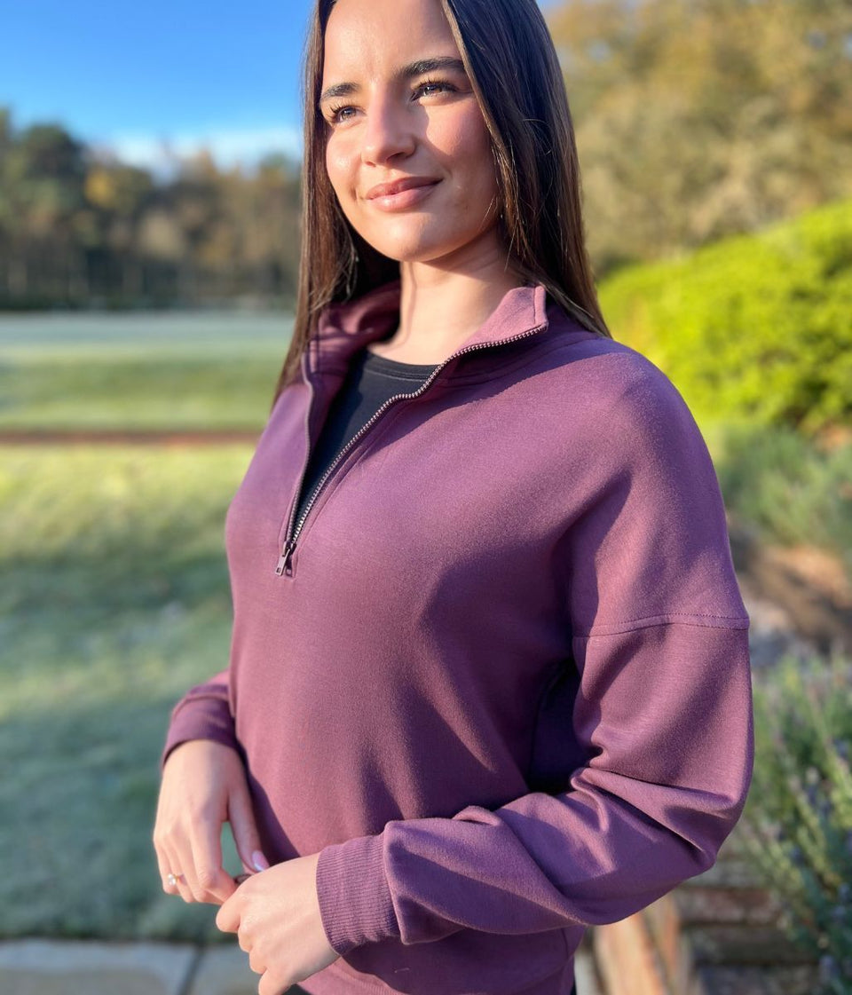 Plum 1/2 Zip Sweatshirt