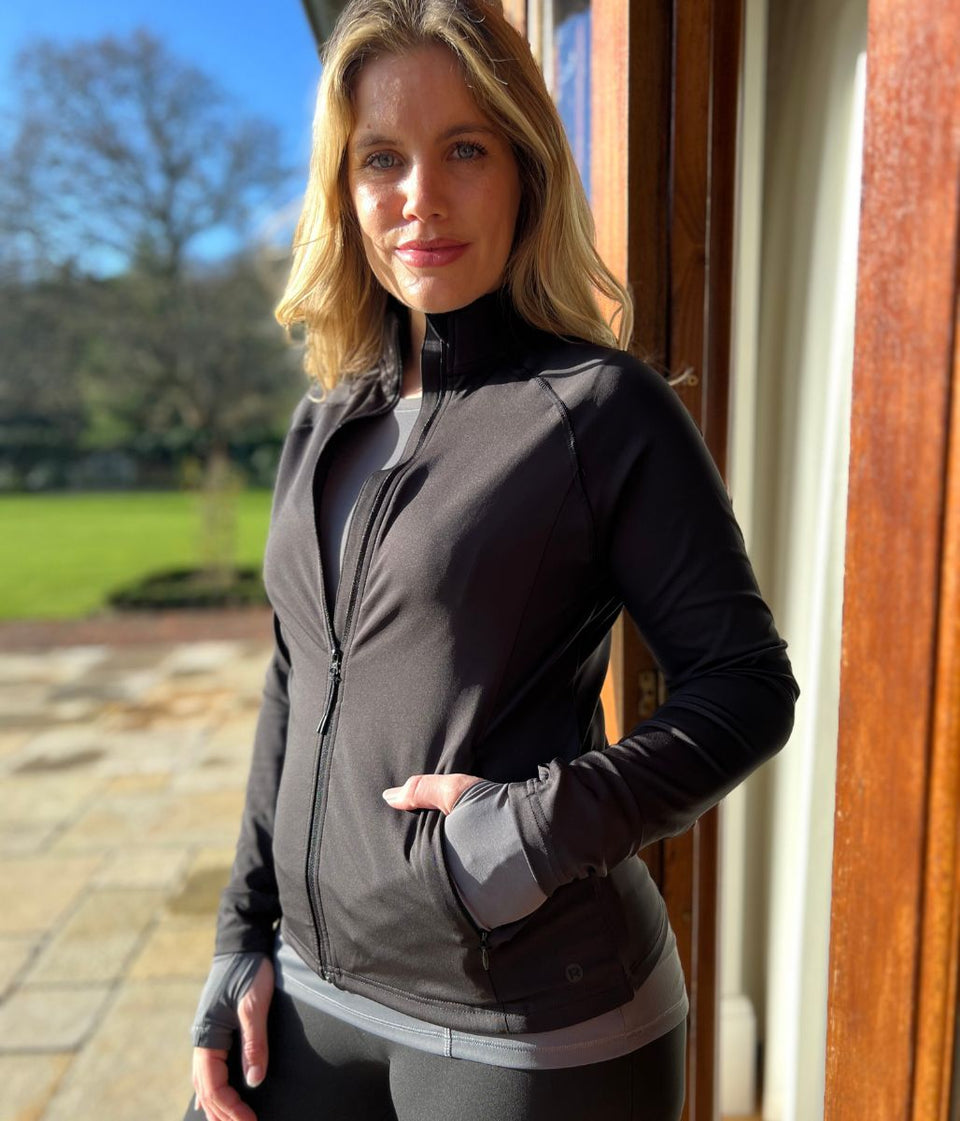 Black Zip Through Training Top