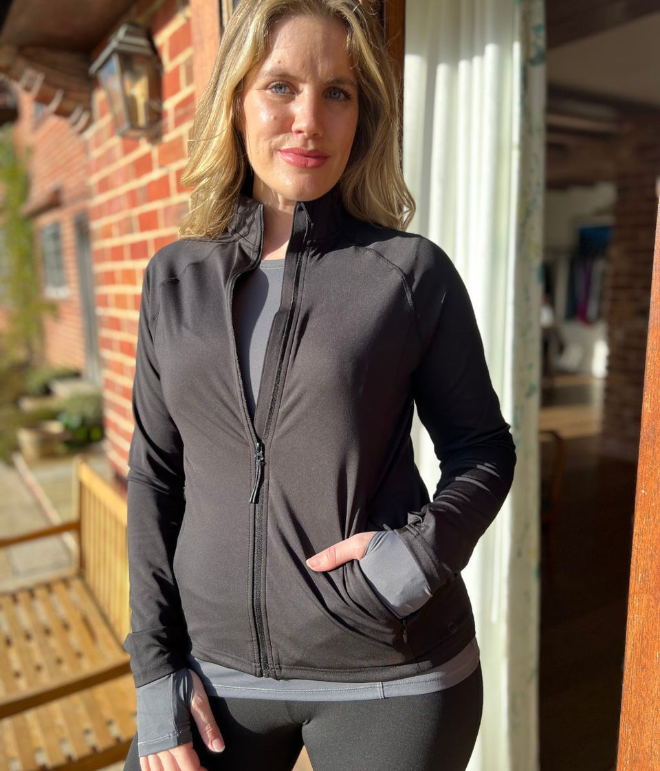 Black Zip Through Training Top