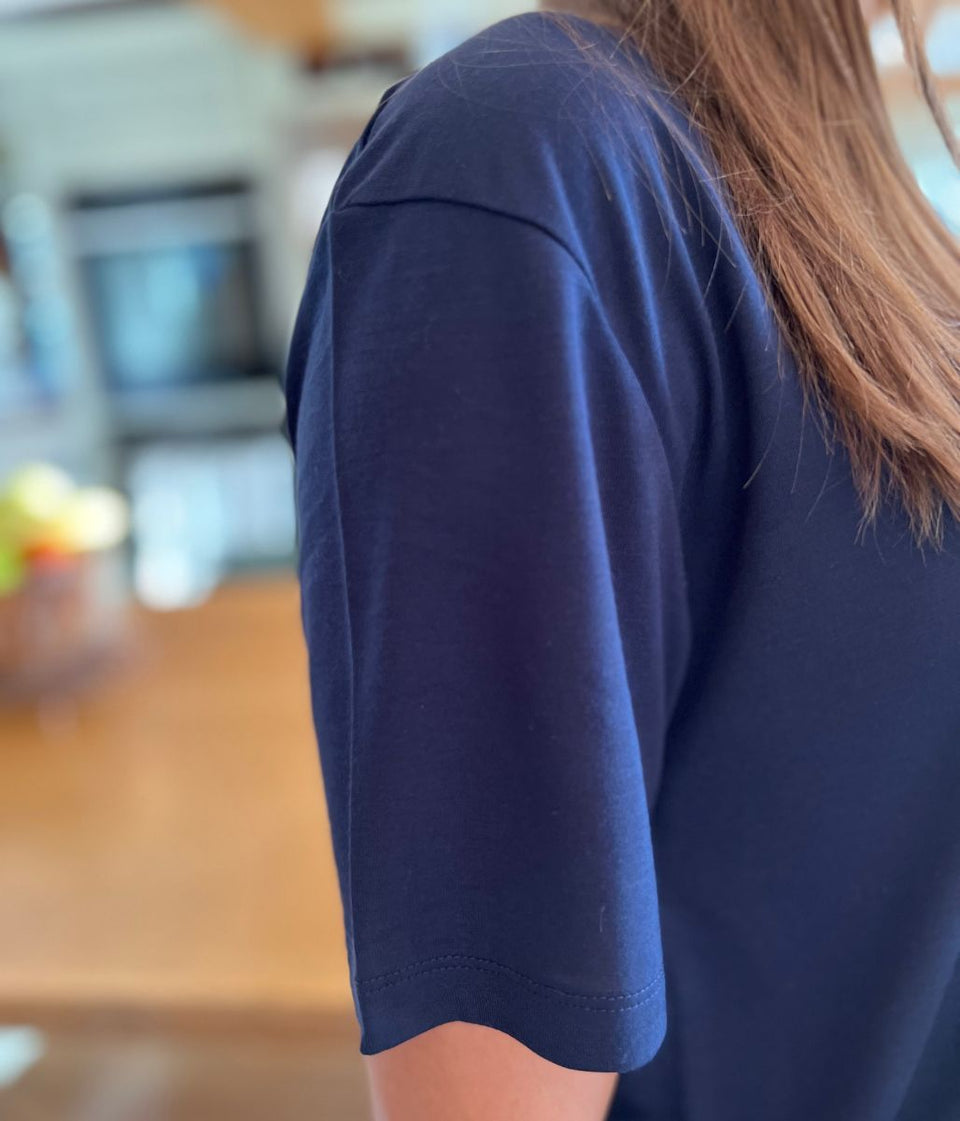 Navy Crew Neck Relaxed T Shirt