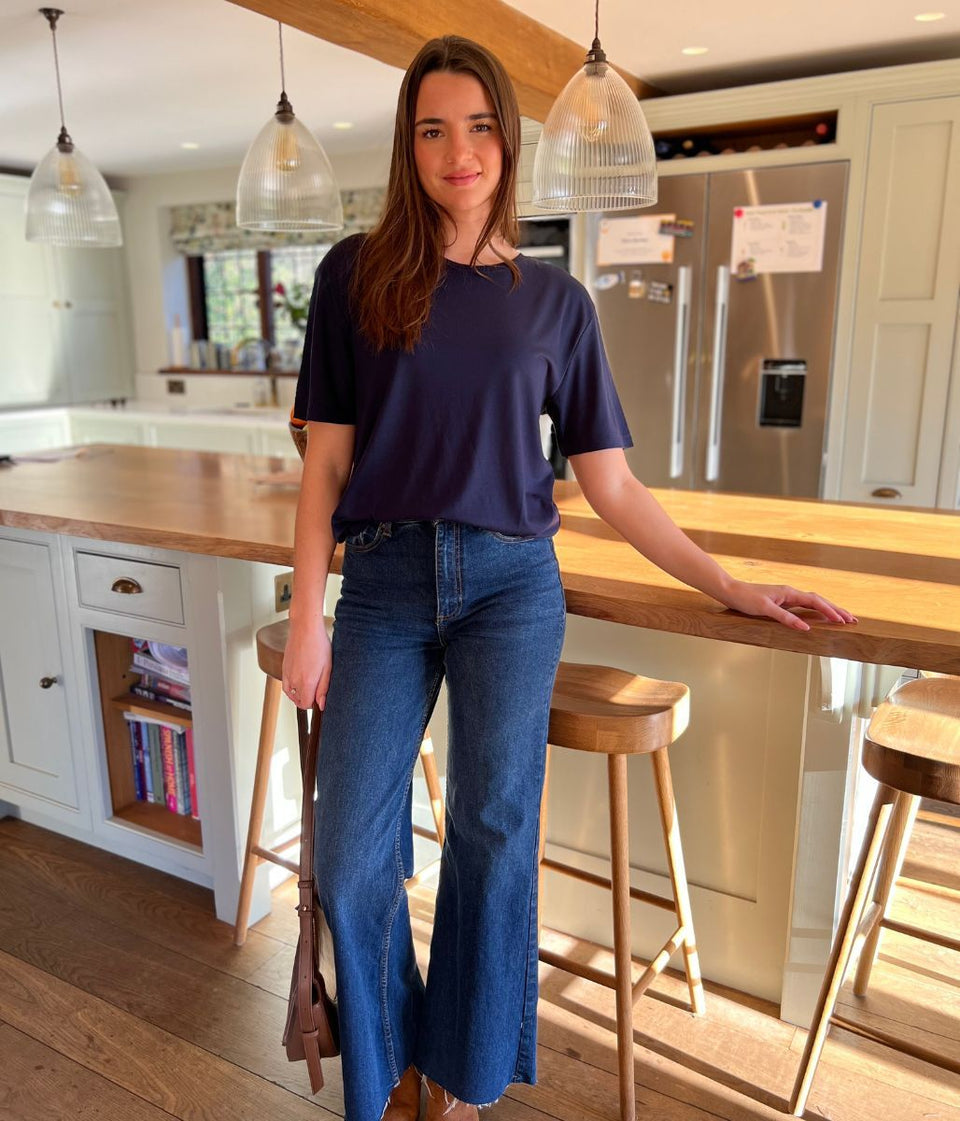 Navy Crew Neck Relaxed T Shirt