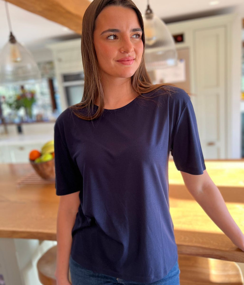 Navy Crew Neck Relaxed T Shirt