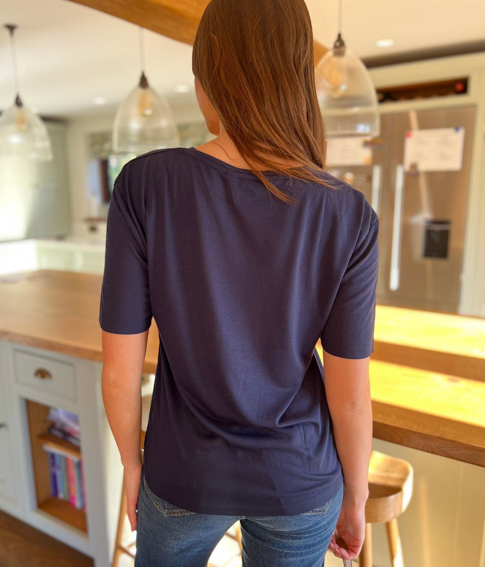 Navy Crew Neck Relaxed T Shirt