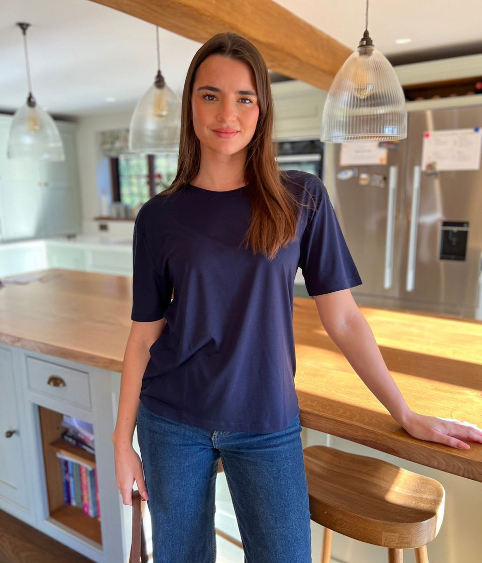 Navy Crew Neck Relaxed T Shirt