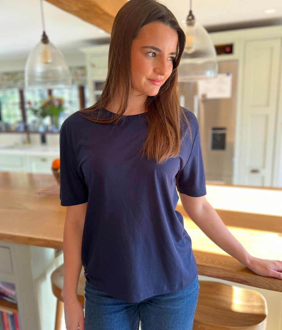 Navy Crew Neck Relaxed T Shirt