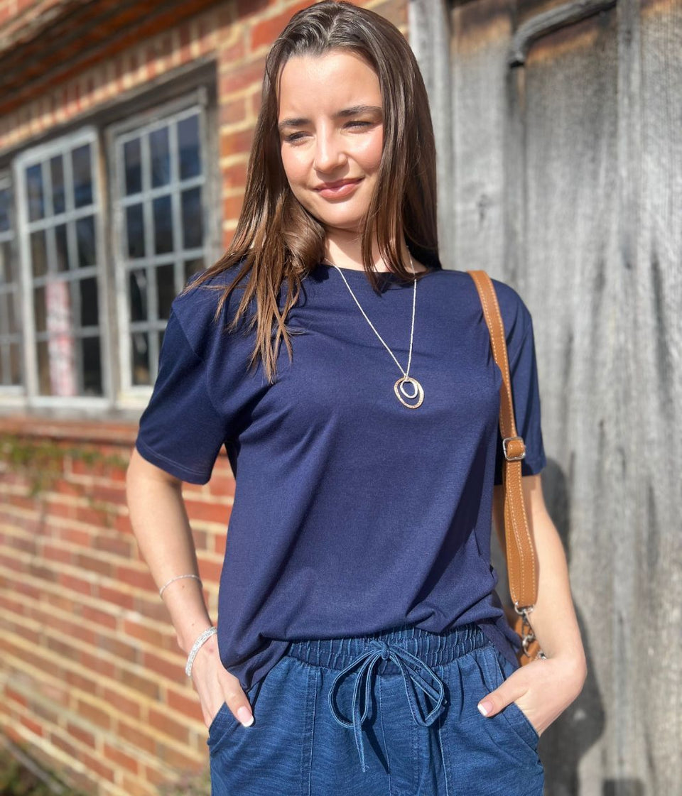Navy Crew Neck Relaxed T Shirt