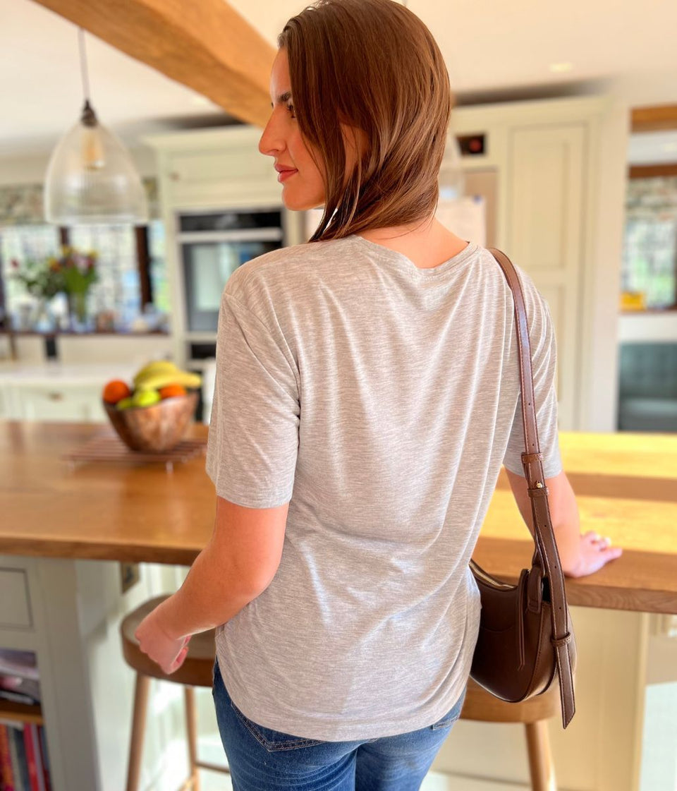 Grey Marl Crew Neck Relaxed T Shirt