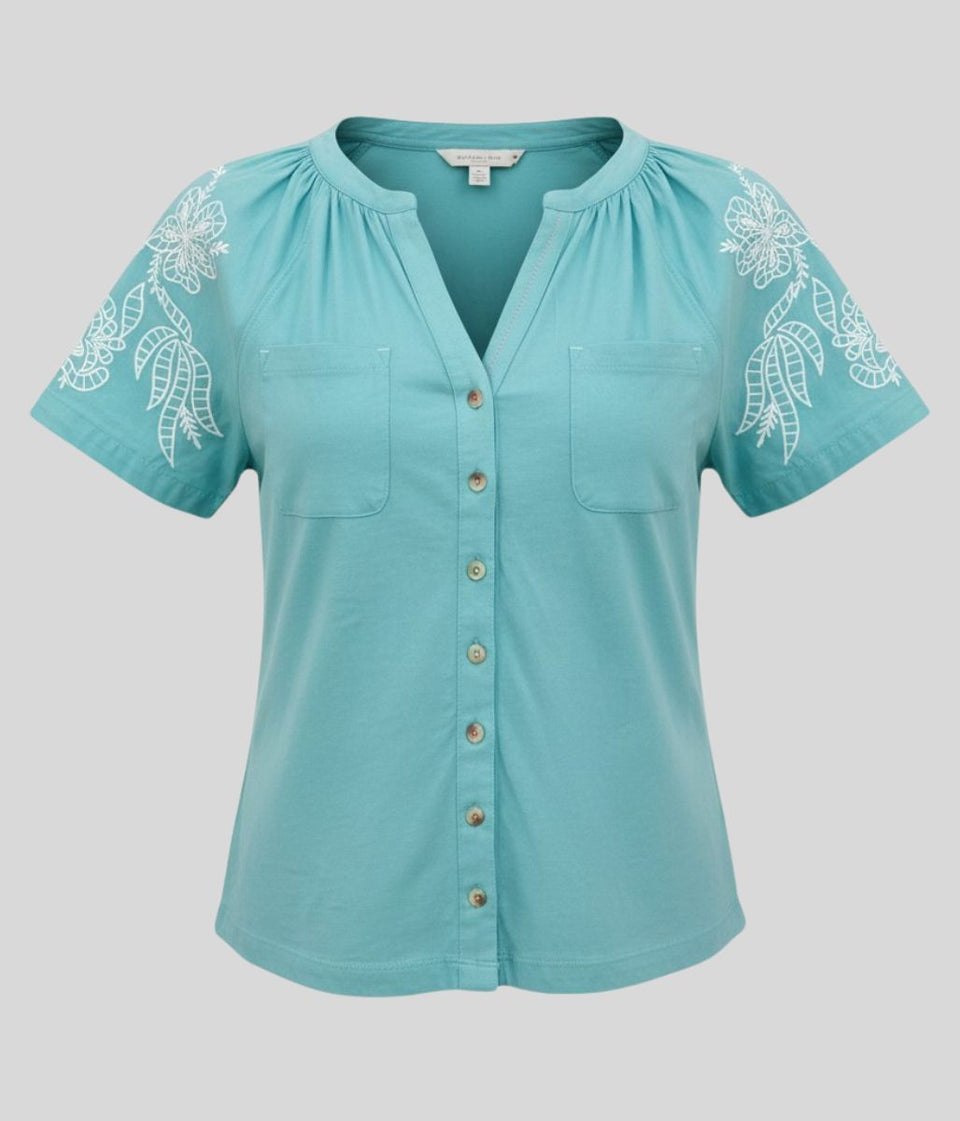 Embroidered Boho Daisy Raglan Shirt