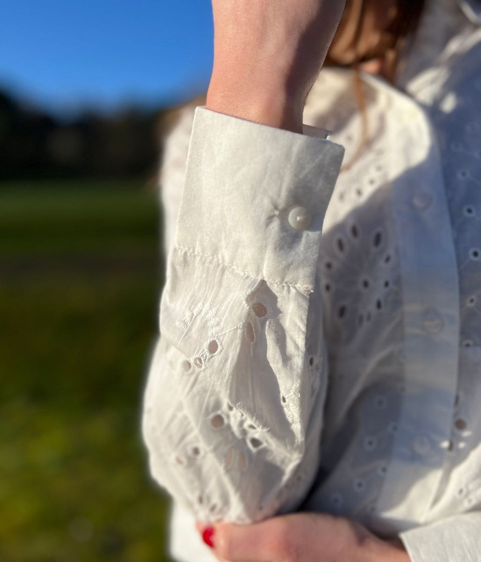 White Broidery Anglaise Cotton Shirt