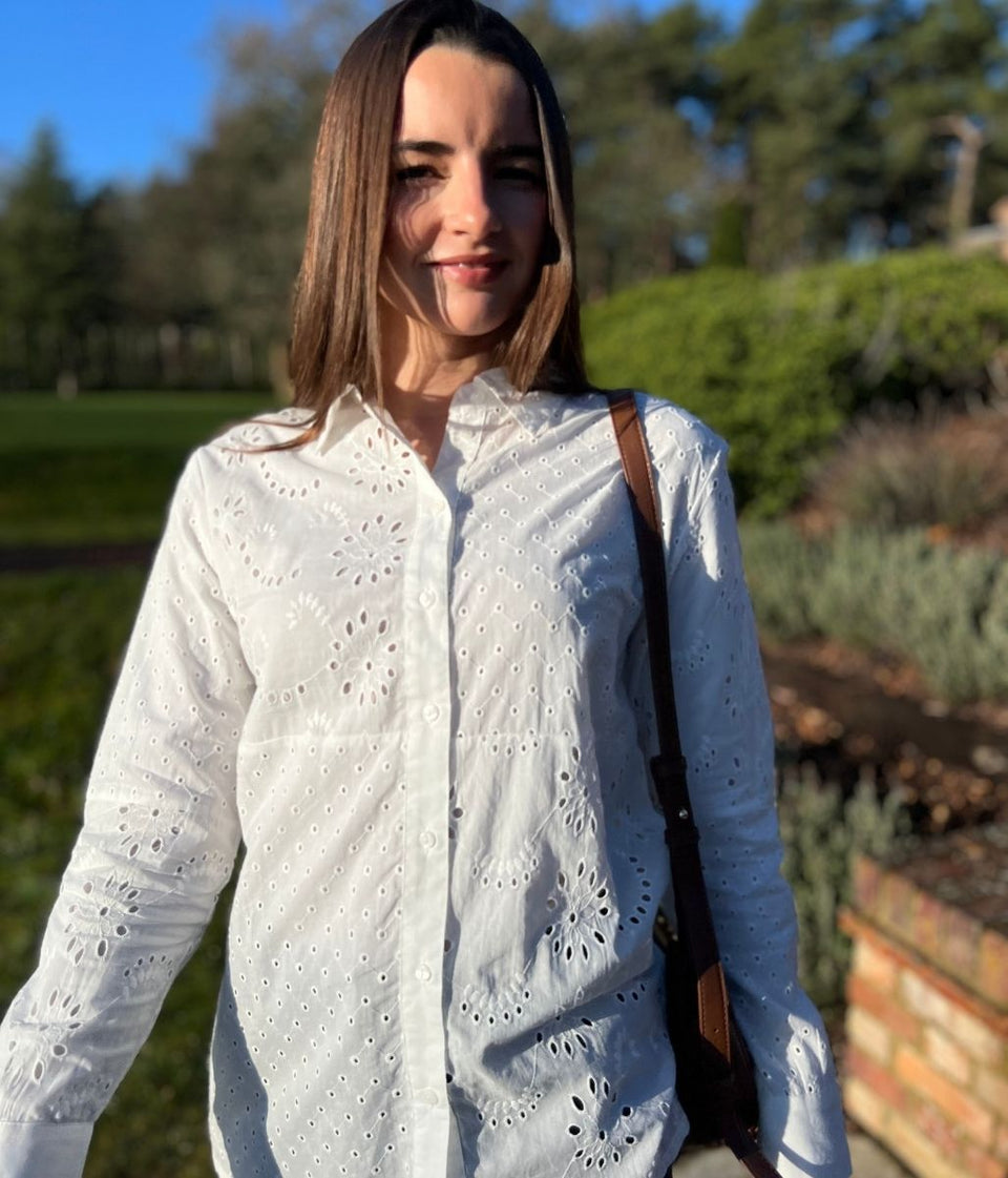 White Broidery Anglaise Cotton Shirt