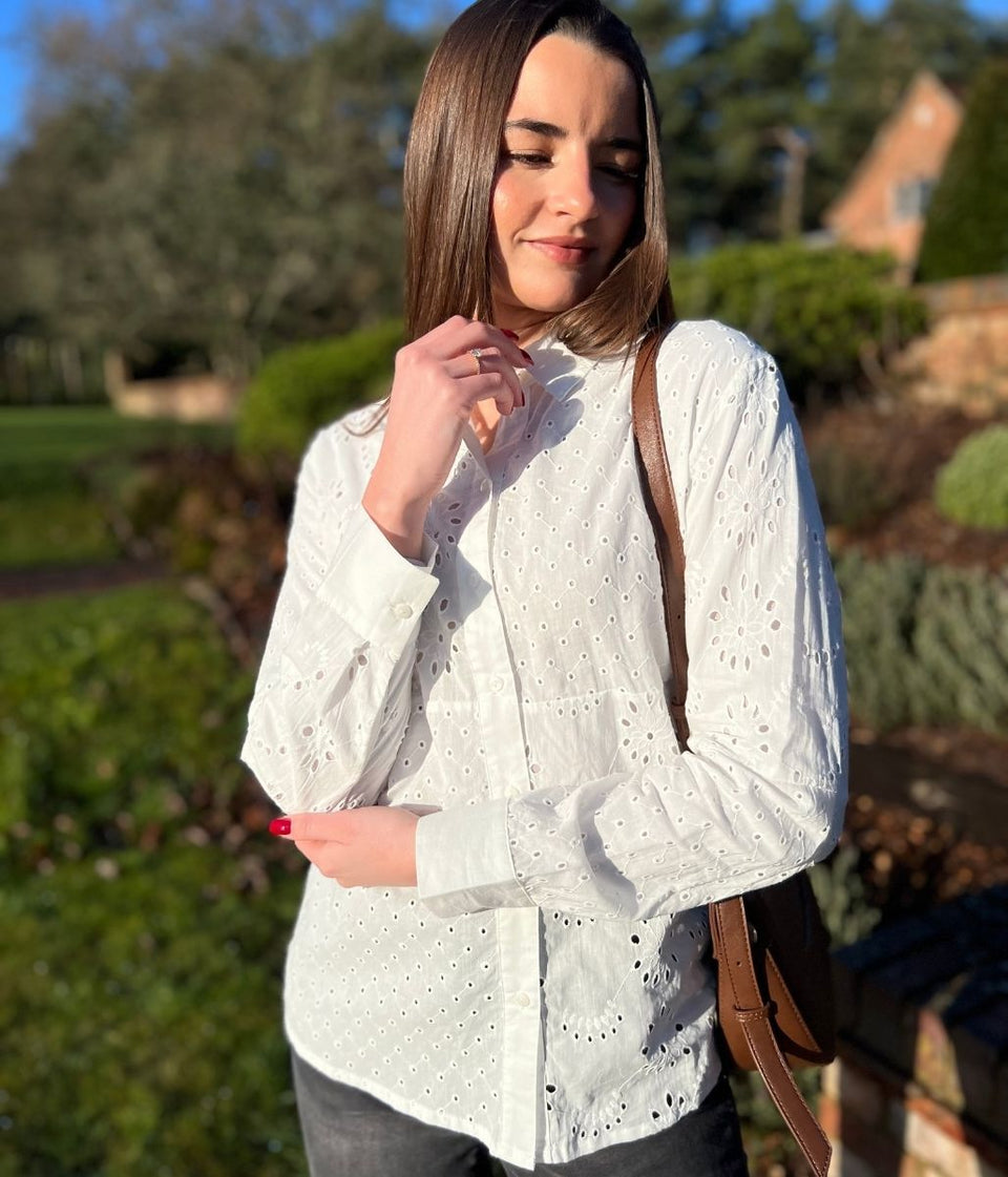White Broidery Anglaise Cotton Shirt