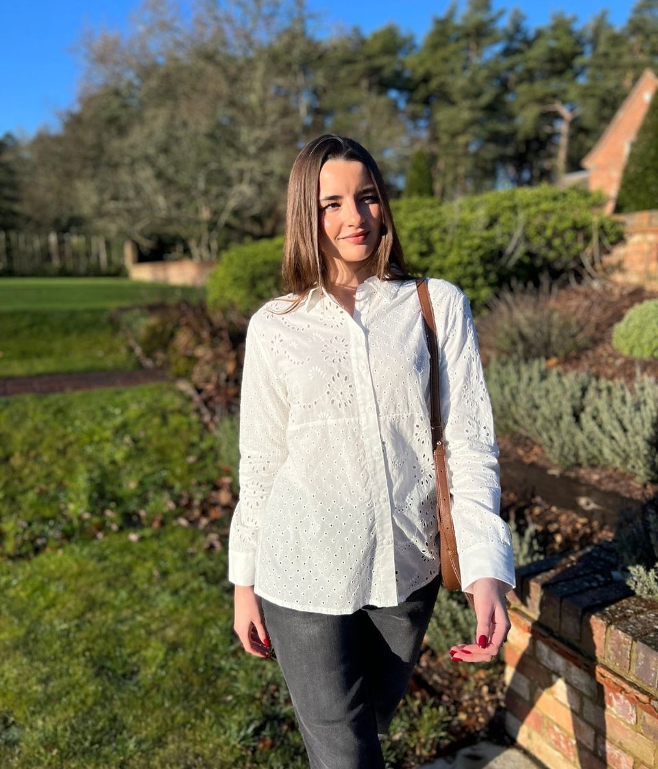 White Broidery Anglaise Cotton Shirt