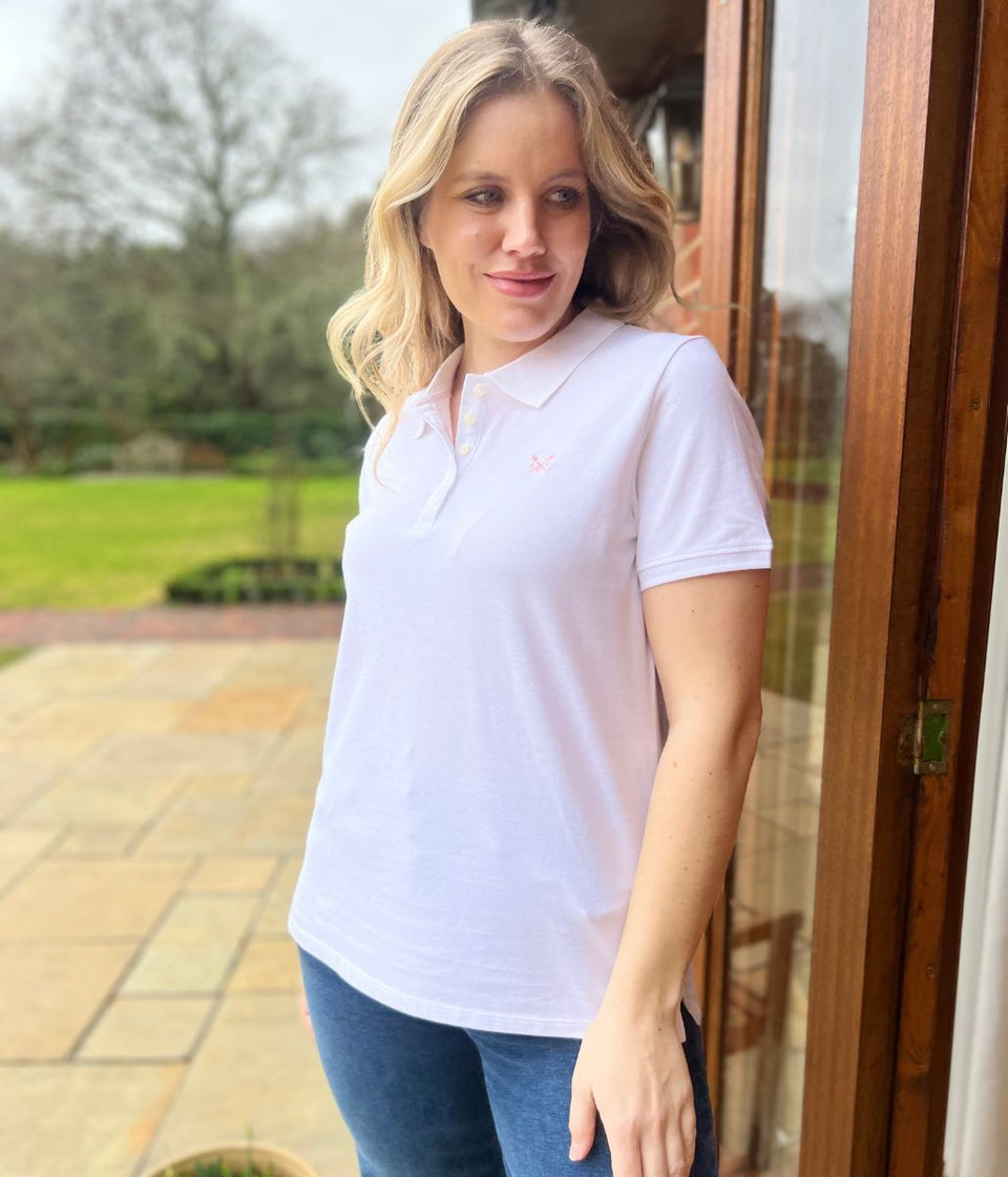 White Short Sleeve Logo Polo Shirt