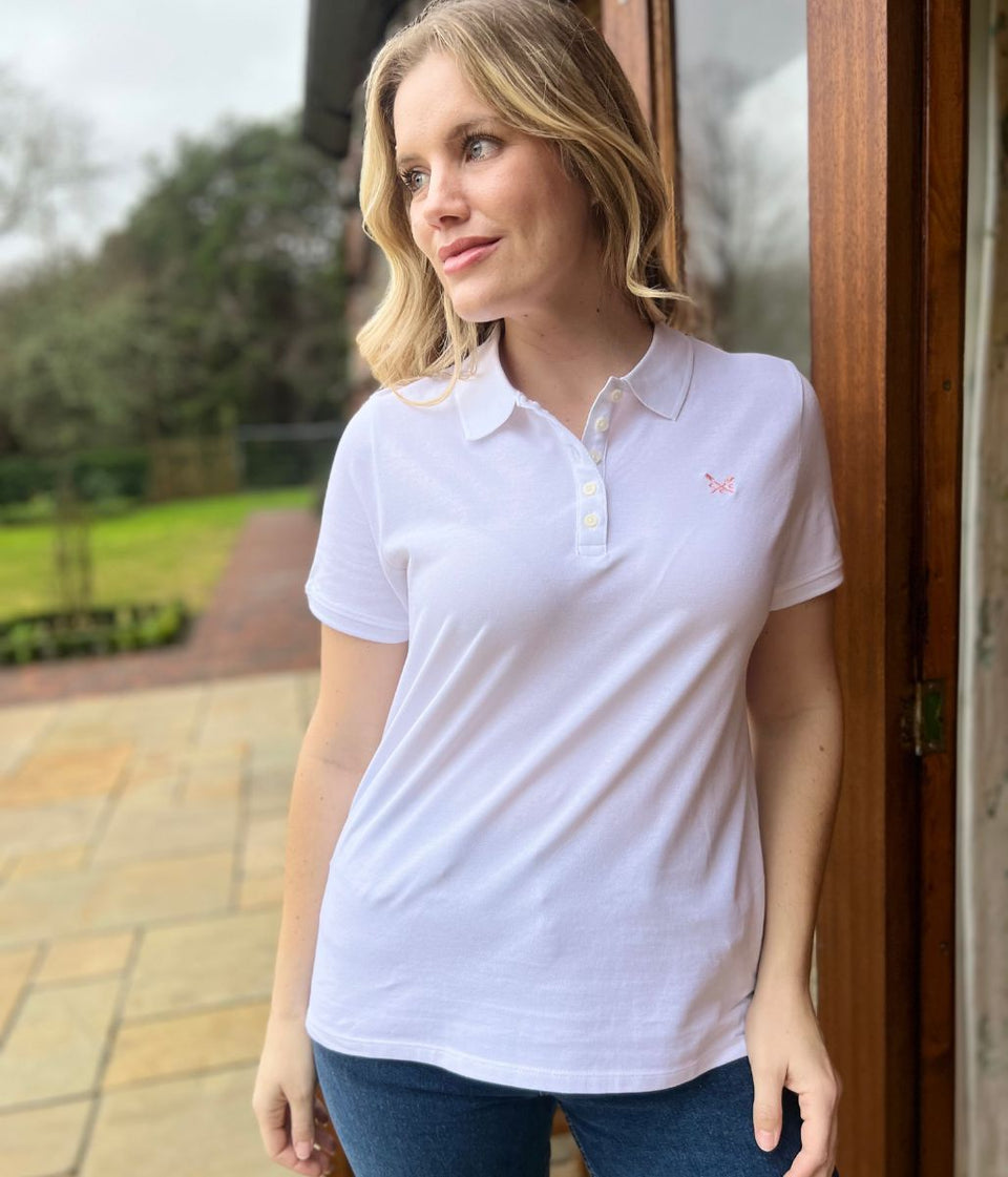 White Short Sleeve Logo Polo Shirt