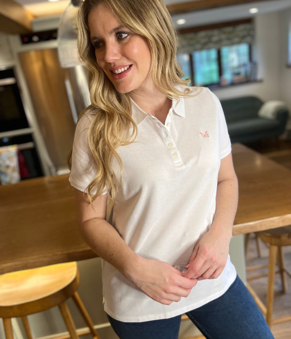 White Short Sleeve Logo Polo Shirt