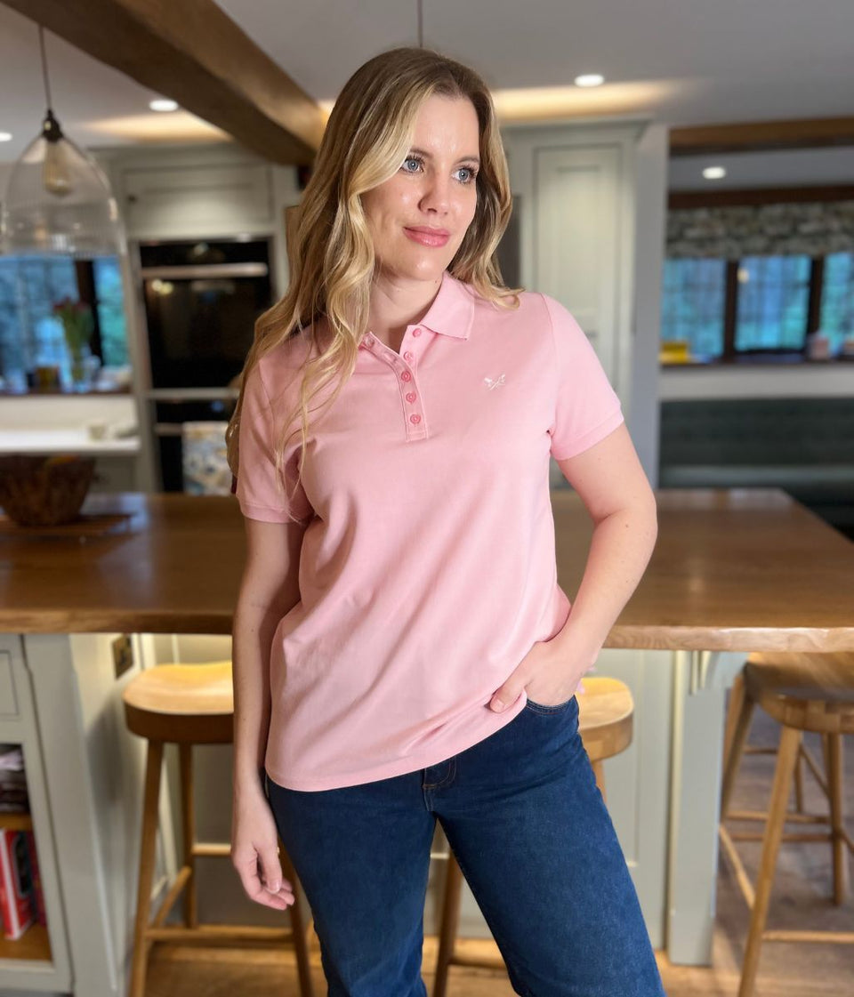 Pink Short Sleeve Logo Polo Shirt