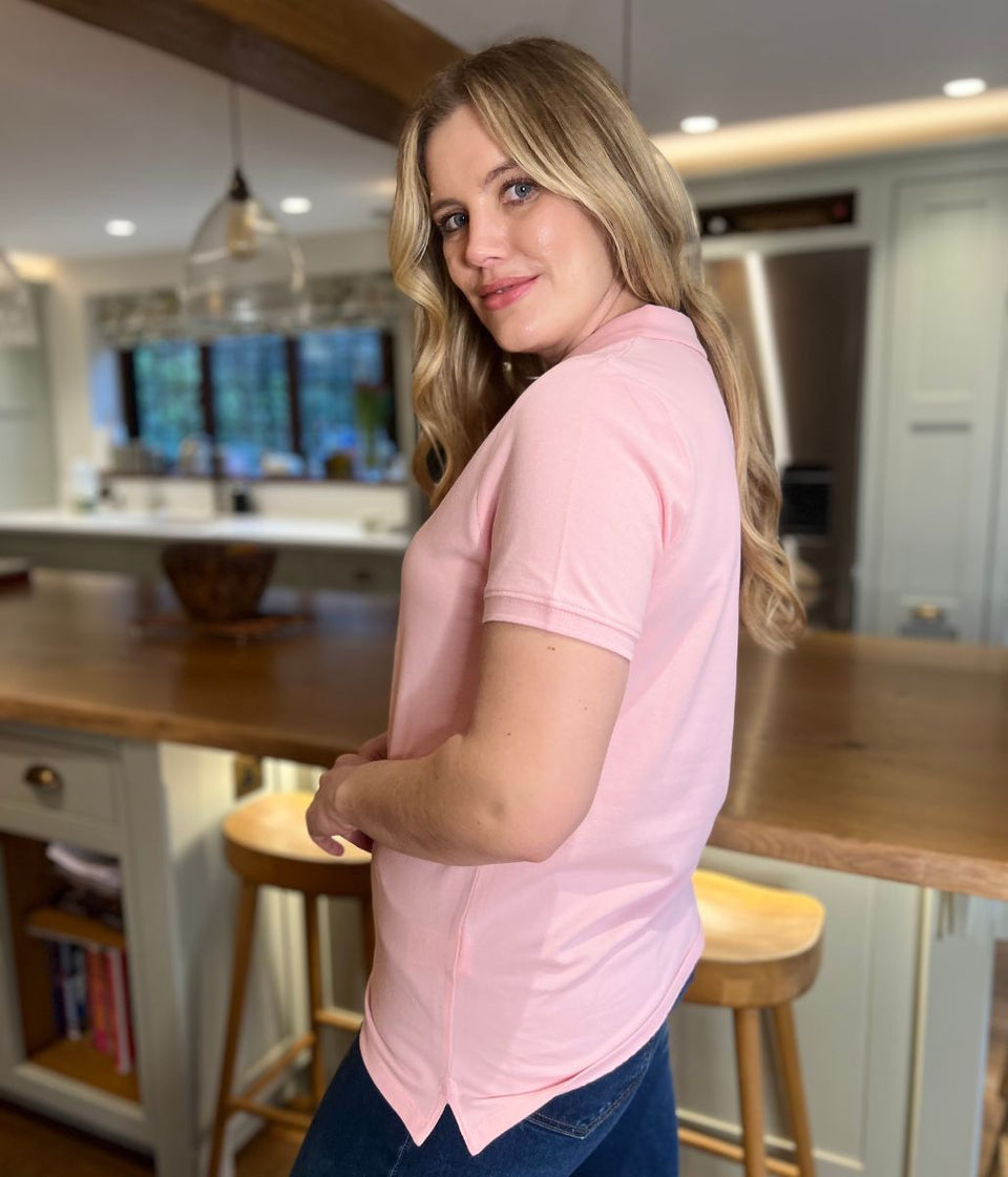 Pink Short Sleeve Logo Polo Shirt