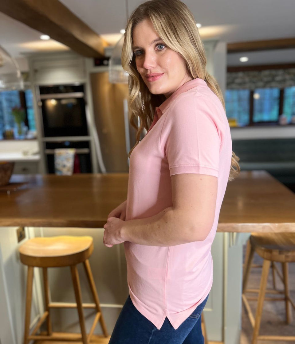 Pink Short Sleeve Logo Polo Shirt