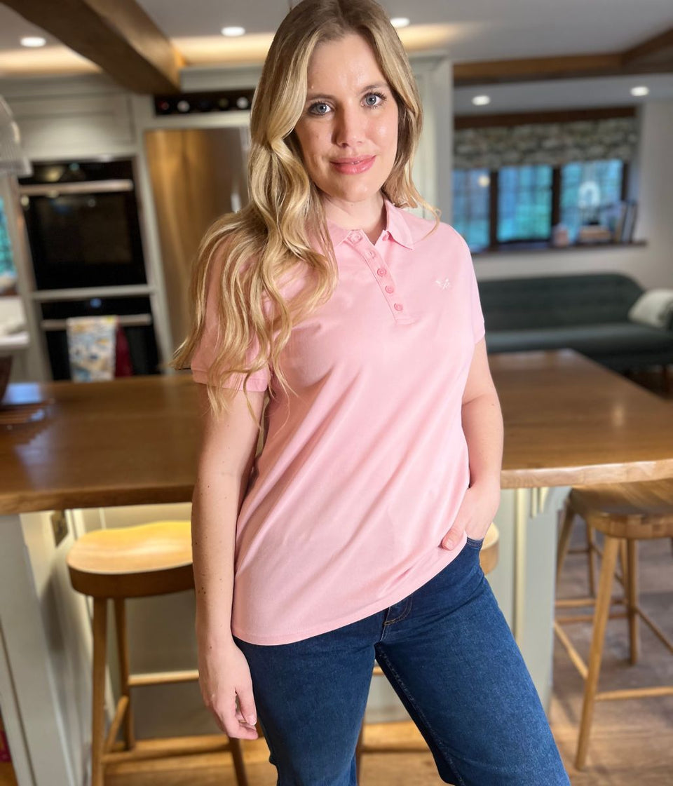 Pink Short Sleeve Logo Polo Shirt